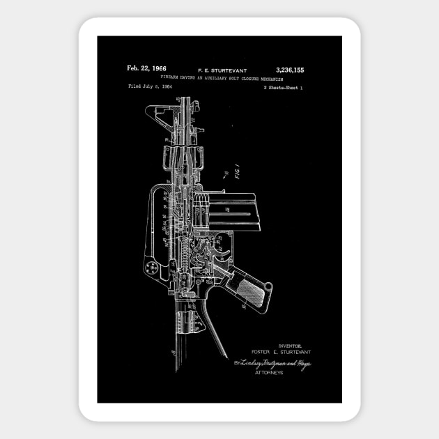 M16 Patent (white) Sticker by Big Term Designs